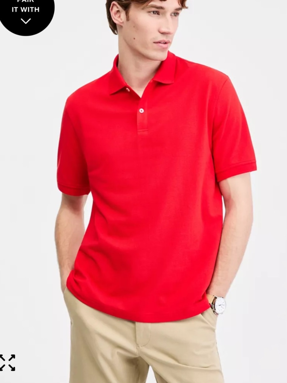 NWT Club Room Red Short-Sleeve 2 button Polo Shirt size large